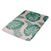 Tropisch roze en groene handpalmen zonder naadloos badmat (Gekanteld)