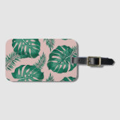 Tropisch roze en groene handpalmen zonder naadloos bagagelabel (Voorkant (horizontaal))