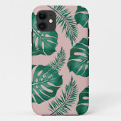 Tropisch roze en groene handpalmen zonder naadloos Case-Mate iPhone case (Achterkant)