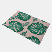 Tropisch roze en groene handpalmen zonder naadloos deurmat (Schuin)