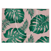 Tropisch roze en groene handpalmen zonder naadloos groot cadeauzakje (Achterkant)