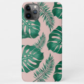 Tropisch roze en groene handpalmen zonder naadloos iPhone hoesje (Achterkant)