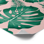 Tropisch roze en groene handpalmen zonder naadloos poster (Hoek)