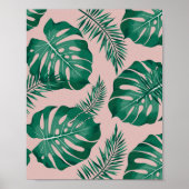 Tropisch roze en groene handpalmen zonder naadloos poster (Voorkant)