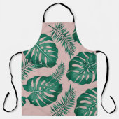 Tropisch roze en groene handpalmen zonder naadloos schort (Voorkant)