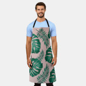 Tropisch roze en groene handpalmen zonder naadloos schort (Gedragen)