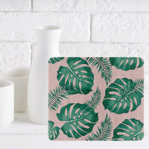 Tropisch roze en groene handpalmen zonder naadloos snijplank