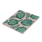 Tropisch roze en groene handpalmen zonder naadloos tegeltje (Zijkant)