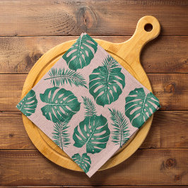 Tropisch roze en groene handpalmen zonder naadloos theedoek