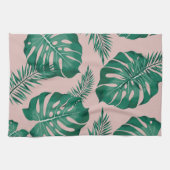 Tropisch roze en groene handpalmen zonder naadloos theedoek (Horizontaal)