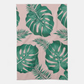 Tropisch roze en groene handpalmen zonder naadloos theedoek (Verticaal)