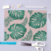 Tropisch roze en groene handpalmen zonder naadloos tissuepapier (Craft)