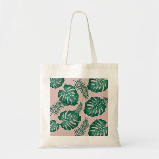 Tropisch roze en groene handpalmen zonder naadloos tote bag (Voorkant)