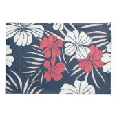 Tropisch roze en marineblauwe bloem kussensloop (Achterkant)