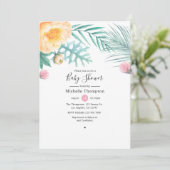Tropisch Roze en Mint Floral Baby shower Kaart (Staand voorkant)