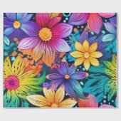 Tropisch roze en Paarse bloemen Cadeaupapier (Vlak)