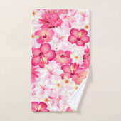 Tropisch roze en witte bloemen bad handdoek (Handdoek)