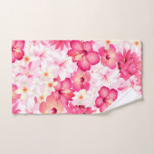 Tropisch roze en witte bloemen bad handdoek (Handdoek)
