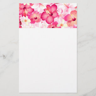 Tropisch roze en witte bloemen briefpapier