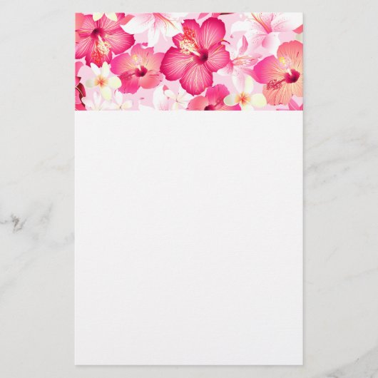 Tropisch roze en witte bloemen briefpapier (Voorkant)