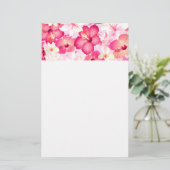 Tropisch roze en witte bloemen briefpapier (Staand voorkant)