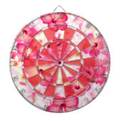 Tropisch roze en witte bloemen dartbord (Voorkant)