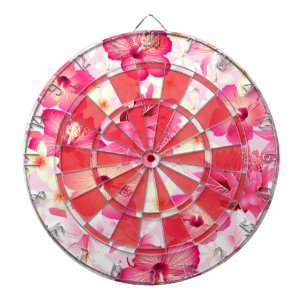 Tropisch roze en witte bloemen dartbord