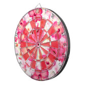 Tropisch roze en witte bloemen dartbord (Voorkant Rechts)