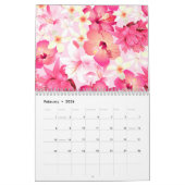 Tropisch roze en witte bloemen kalender (Feb 2026)