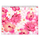 Tropisch roze en witte bloemen kalender (Hoes)