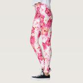 Tropisch roze en witte bloemen leggings (Links)