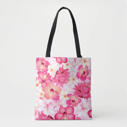 Tropisch roze en witte bloemen tote bag (Voorkant)