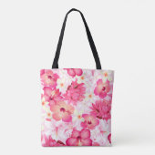 Tropisch roze en witte bloemen tote bag (Achterkant)