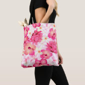 Tropisch roze en witte bloemen tote bag (Dichtbij)