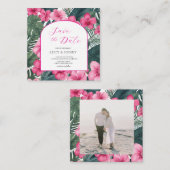 Tropisch Roze Feestelijke Bloemenweelde Informatiekaartje (Voorkant / Achterkant)