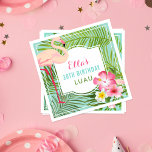 Tropisch roze flamingo 30th Birthday Luau Servet<br><div class="desc">Op de Birthday luau party luiers staat een  roze flamingo met een lijst van tropische palmbladeren en hibiscus bloemen. De stijlvolle douanetekst kan met de naam van het verjaardagsmeisje en de titel van de douanegebeurtenis worden gepersonaliseerd. Levendige kleuren zijn roze,  magenta,  geel,  groen,  zeeplek en waterblauw.</div>