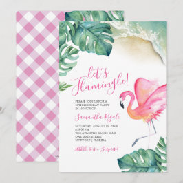 Tropisch roze flamingo 50th Birthday Party Kaart
