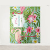 Tropisch Roze Flamingo Afstudeer Luau Achtergrond Wandkleed (Voorkant)