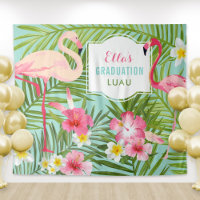 Tropisch Roze Flamingo Afstudeer Luau Achtergrond