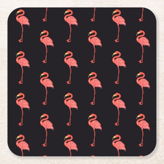 Tropisch roze flamingo Animal Patroon Kartonnen Onderzetters (Voorkant)