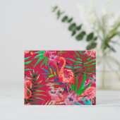 Tropisch roze flamingo art. briefkaart (Staand voorkant)