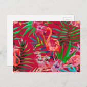 Tropisch roze flamingo art. briefkaart (Voorkant / Achterkant)