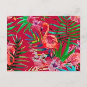 Tropisch roze flamingo art. briefkaart