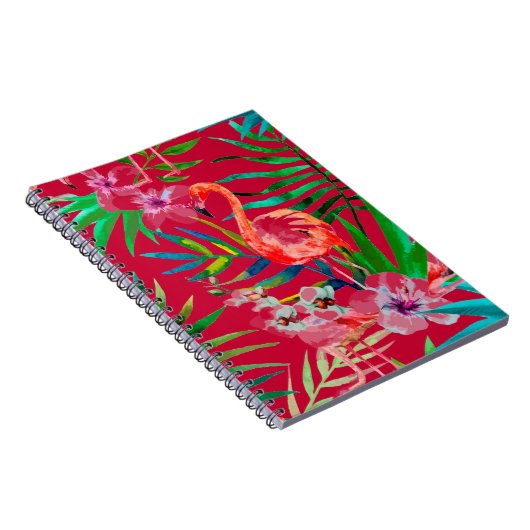 Tropisch roze flamingo art. notitieboek (Rechterzijde)