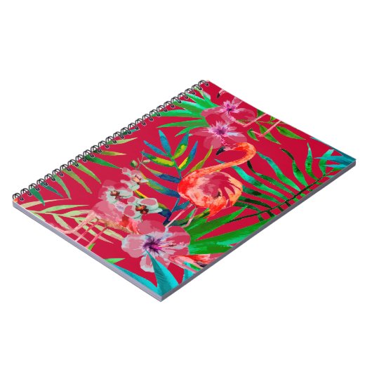 Tropisch roze flamingo art. notitieboek (Linkerzijde)
