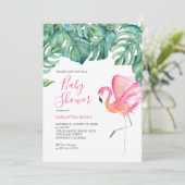 Tropisch Roze Flamingo Baby shower, (Staand voorkant)