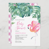 Tropisch Roze Flamingo Baby shower, (Voorkant / Achterkant)