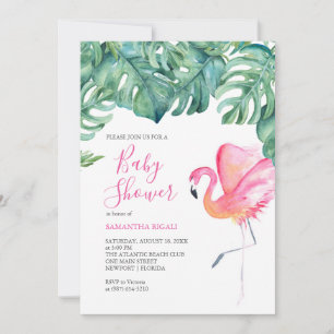 Tropisch Roze Flamingo Baby shower,