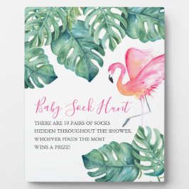 Tropisch roze Flamingo Baby shower Games Sign Fotoplaat