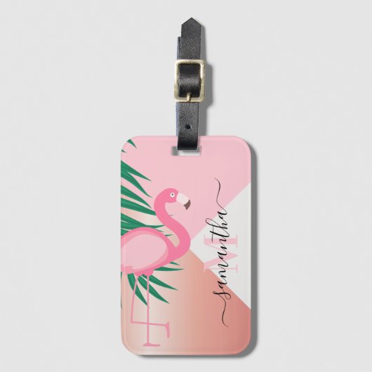 Tropisch Roze Flamingo Bagagelabel (Voorkant (verticaal))